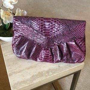 Faux snakeskin clutch